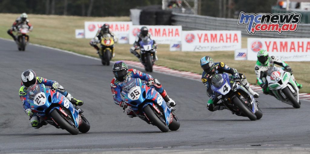 Toni Elias (24) and Roger Hayden (95) split wins in the two Superbike races. Josh Hayes (4) was second and third. Bobby Fong (5) was the top Superstock 1000 racer.