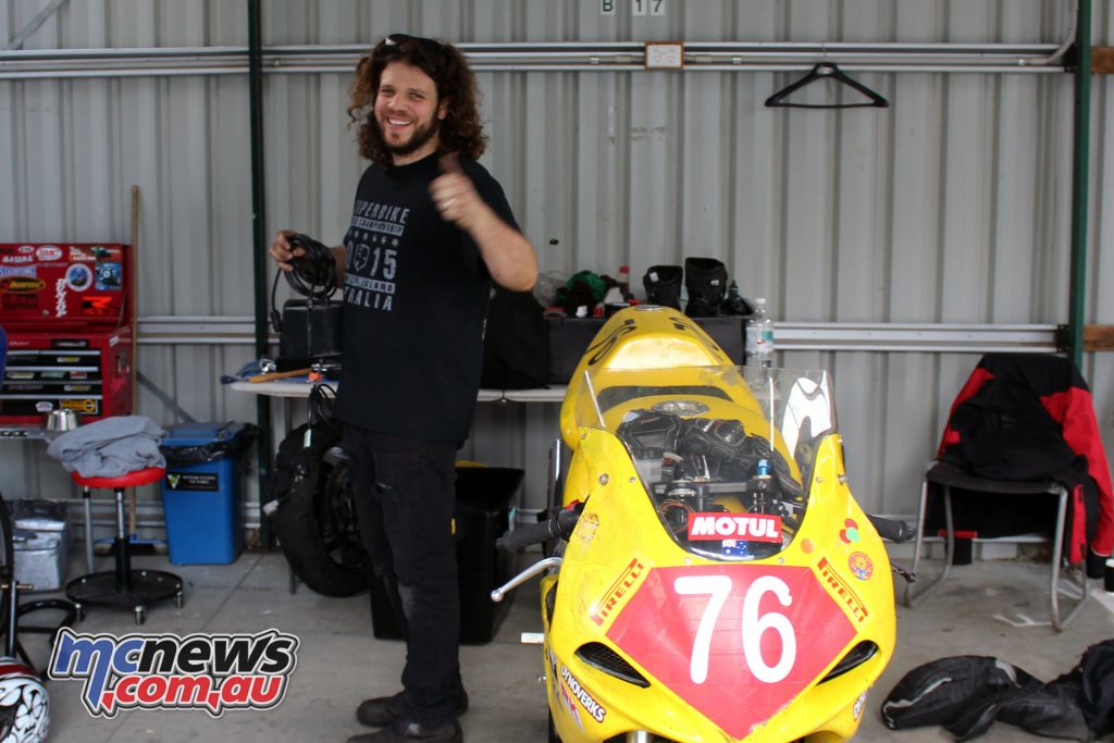 Mick Aarons in the pit garages at the Preston Bracket Racing Day - Image by Marty Thompson