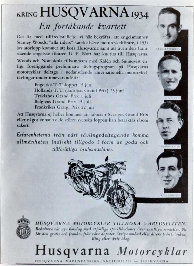 1934 Husqvarna racing advertisement