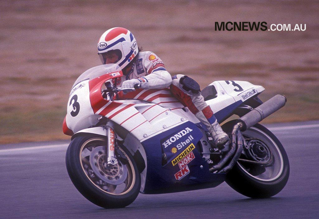 Malcolm Campbell (Wally) pictured here on a Honda RC30 in 1998
