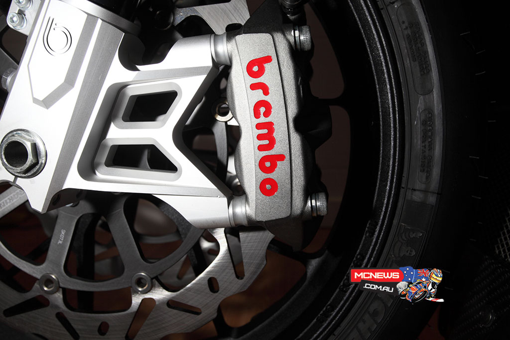 Brembo components adorn virtually every high performance motorcycle and Bimota have also chosen proven Brembo monoblock calipers to safely assure there is enough whoa to contain the prodigious go.