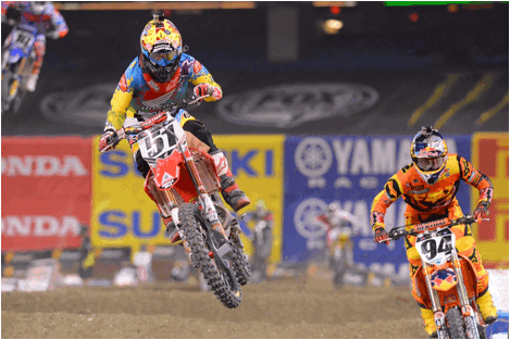 Justin Barcia (51) and Ken Roczen (94) engaged in an early battle up front. - Photo Credit: Simon Cudby