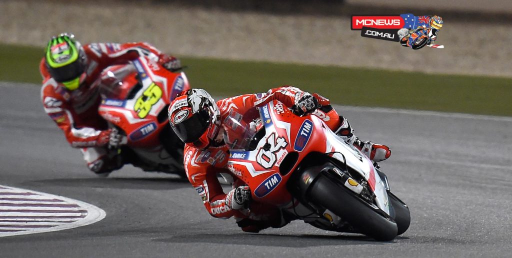 Andrea Dovizioso (Ducati Team #04) – 5th - We have to look at the positive aspects of this result, because in view of the championship a fifth place is always important. But another important objective for us was to reduce the gap to the winner, and we managed to cut that down by half from last year, and that’s another important fact. We still have understeer problems that condition our performance in the race, but I am pleased with the progress we’ve made so far, even though we still have to work hard to improve our bike.”   Cal Crutchlow (Ducati Team #35) – 6th - “It was a bittersweet race for me. Finishing in sixth place is a good result, I needed to repay the boys with a finish because they worked hard after the warm-up, when I crashed out. In the race, from lap 5 onwards, we had an electrical problem: the transponder wasn’t working, the dash switched off and the bike began to behave strangely. I was pleased to be competitive until mid-way with Aleix and Dovi but I struggled to finish the race because the problem got worse towards the end. However it was important to get this race distance under our belt for Ducati and come away from here in not too bad a shape.”