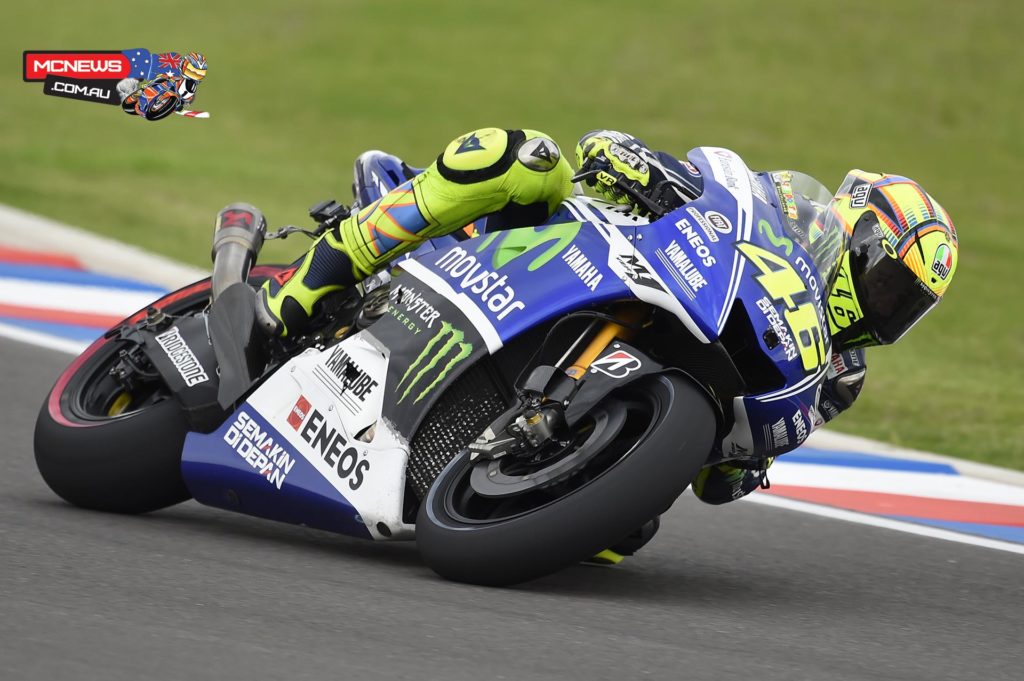 Valentino Rossi - 8th, 1’41.395 - “A difficult day here in Argentina at the new track. The conditions are not fantastic and we are struggling very much with the tyres, especially the rear. In the afternoon it became a bit better and we worked well with the bike but we still haven’t found the right balance so we have to work to make it better. We have to concentrate on making the tyre work harder as after a few laps the rear slides a lot. We hope the conditions of the track improve but we will also work to improve the setting of the bike for tomorrow.”