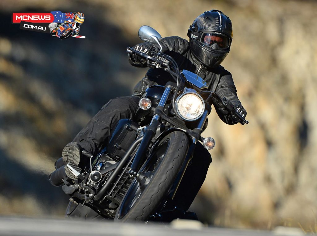 Here Trevor is wearing the new Shark Explore-R with the visor removed and replaced with the supplied goggles which fit securely to lugs fitted to the side of the helmet. Trev is riding the new Yamaha Star Stryker.