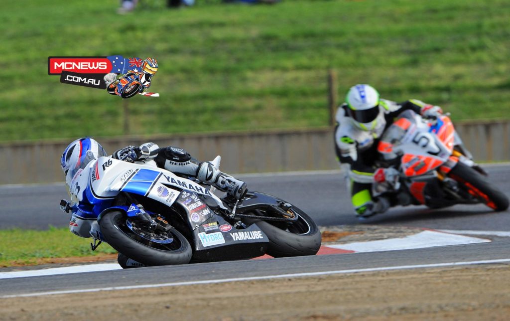 Callum Spriggs leads Aiden Wagner at Mallala
