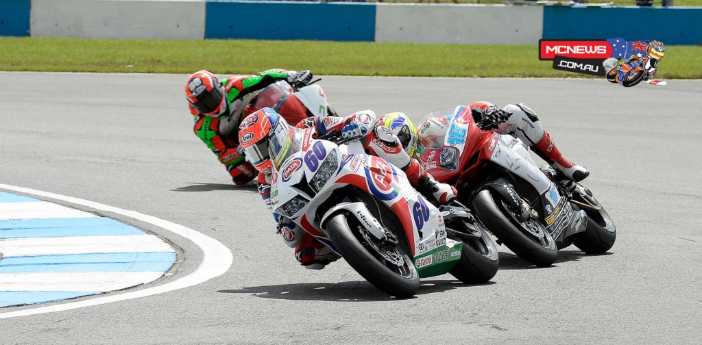 After a thrilling 20 lap World Supersport race at Donington Park, Michael van der Mark (Pata Honda World Supersport Team) has taken his second win of the season after a tense final three corners saw him fend off Jules Cluzel (MV Agusta RC-Yakhnich Motorsport).