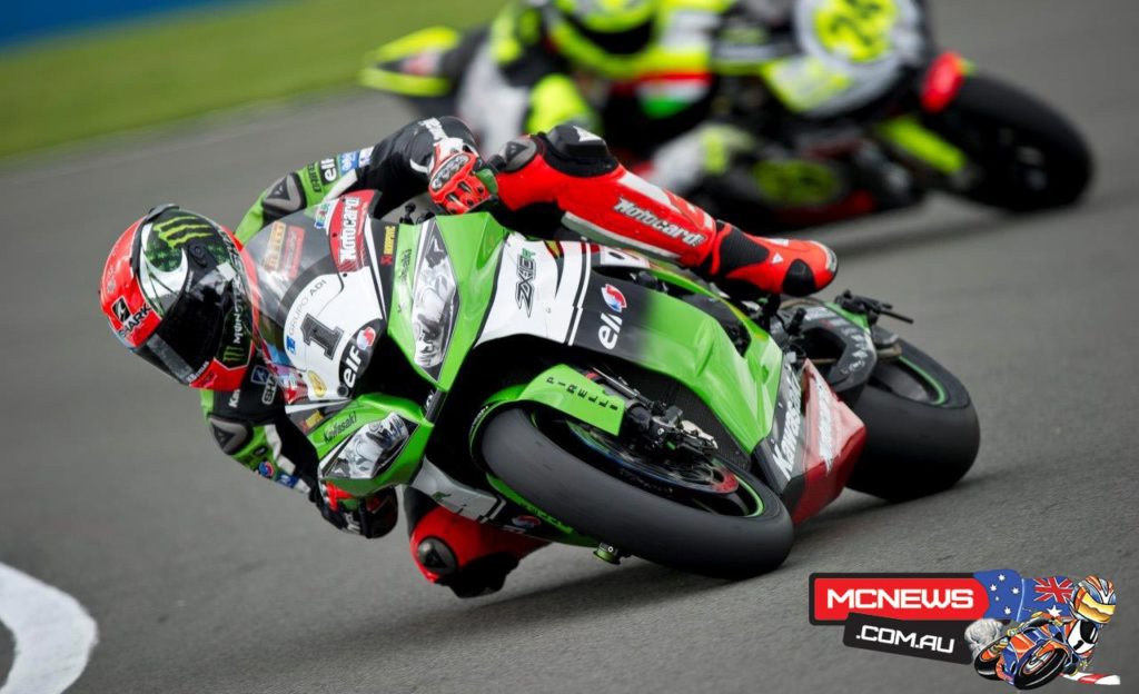Tom Sykes: “Yes, maybe race one was the best race of my career. Winning the world title will always be the most emotional one but in terms of performance today maybe the top of the list now. We had a problem on the first laps of race one and Loris came quite aggressively in turn one. I am not complaining but this took away my natural line and I got put onto the marbles. I lost some positions and in the first half a lap, on full lean angle the bike was cutting the power. I almost came into the pits but the Ninja cleared itself and after that the bike was working very well. I was in tenth or 11th position early on and I was very motivated to move back to the where I feel we should be at the front. It was difficult to pass because a lot of guys were using their fresh Pirelli tyres to their full advantage and after six laps I really started to make a plan of attack to win. In race two I had a good start but I knew Loris would have a good pace and Sylvain Guintoli always goes well round Donington. Sylvain led for half the race but I just kept pushing and took the lead and then the win. It is great to take another double after Aragon and also take the championship lead again. The summer weather really arrived back at Donington for my home round today.”