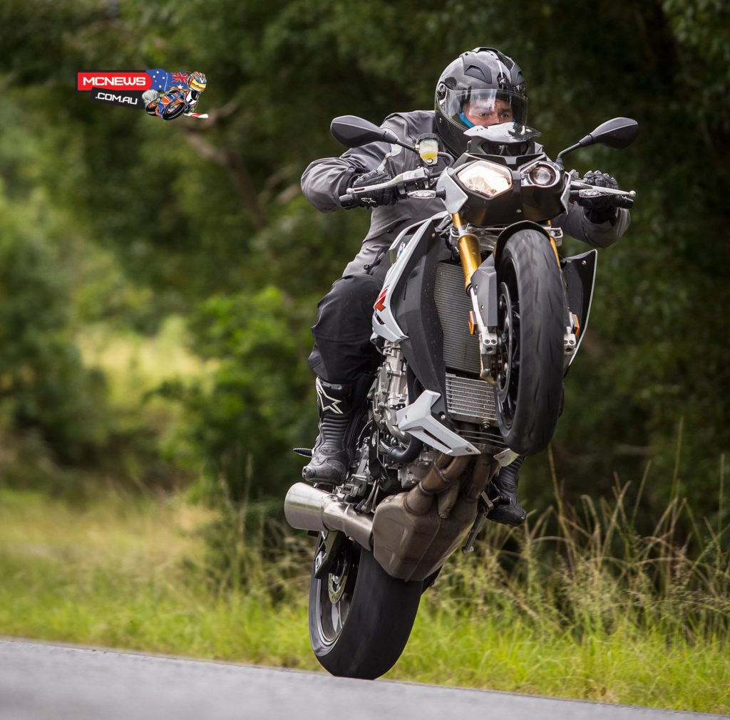 Trev wearing the Shark Explore-R on BMW's new S 1000 R. Here the helmet is scene in conventional full face guise.