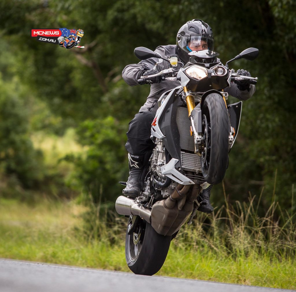 Trev wearing the Shark Explore-R on BMW's new S 1000 R. Here the helmet is scene in conventional full face guise. 