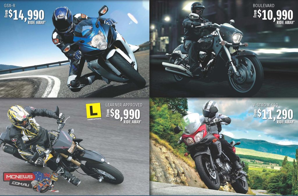 On-road costs consist of 12 months registration, Compulsory Third Party (CTP) insurance, Government stamp duty, dealer pre-delivery and freight charges. From participating Dealers only. Promotion excludes 250cc models. Terms and Conditions apply. Expires August 31