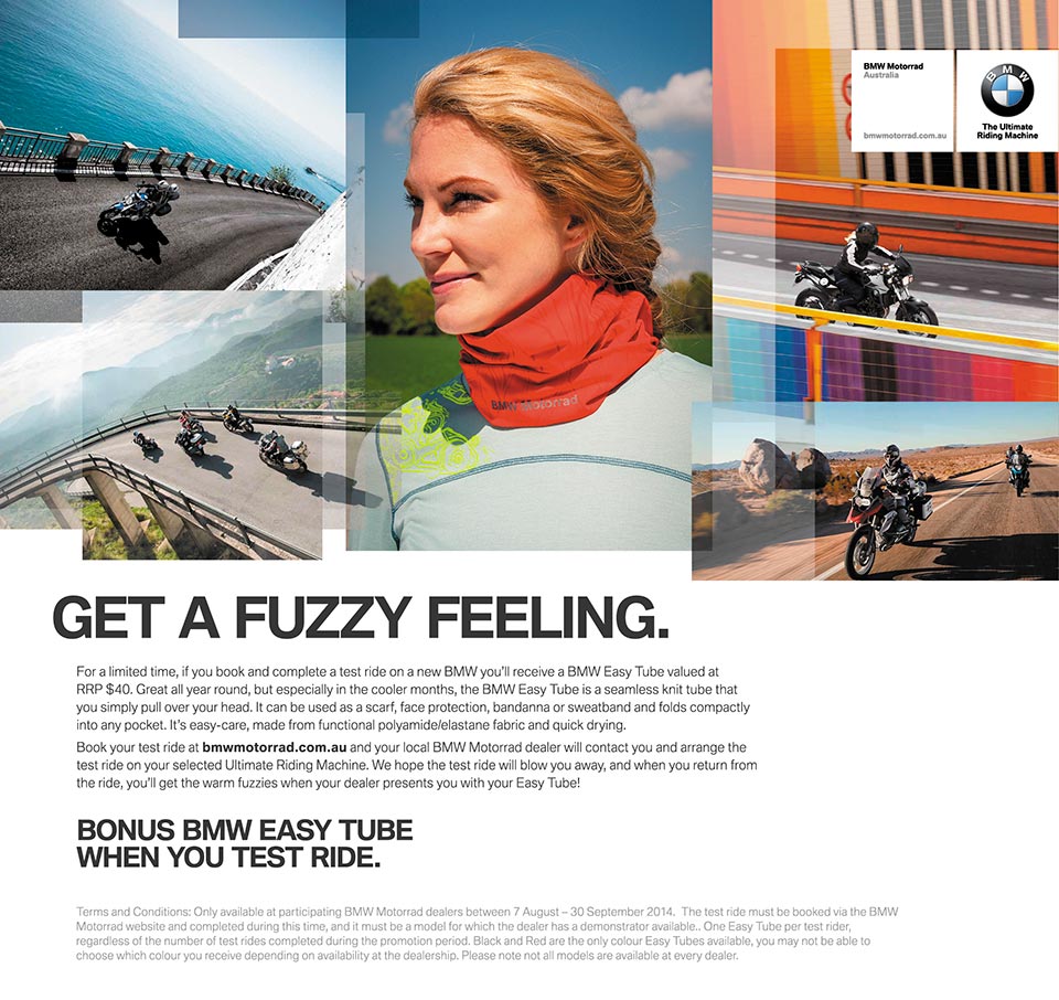 Advert - BMW Test Ride Neck Warmer