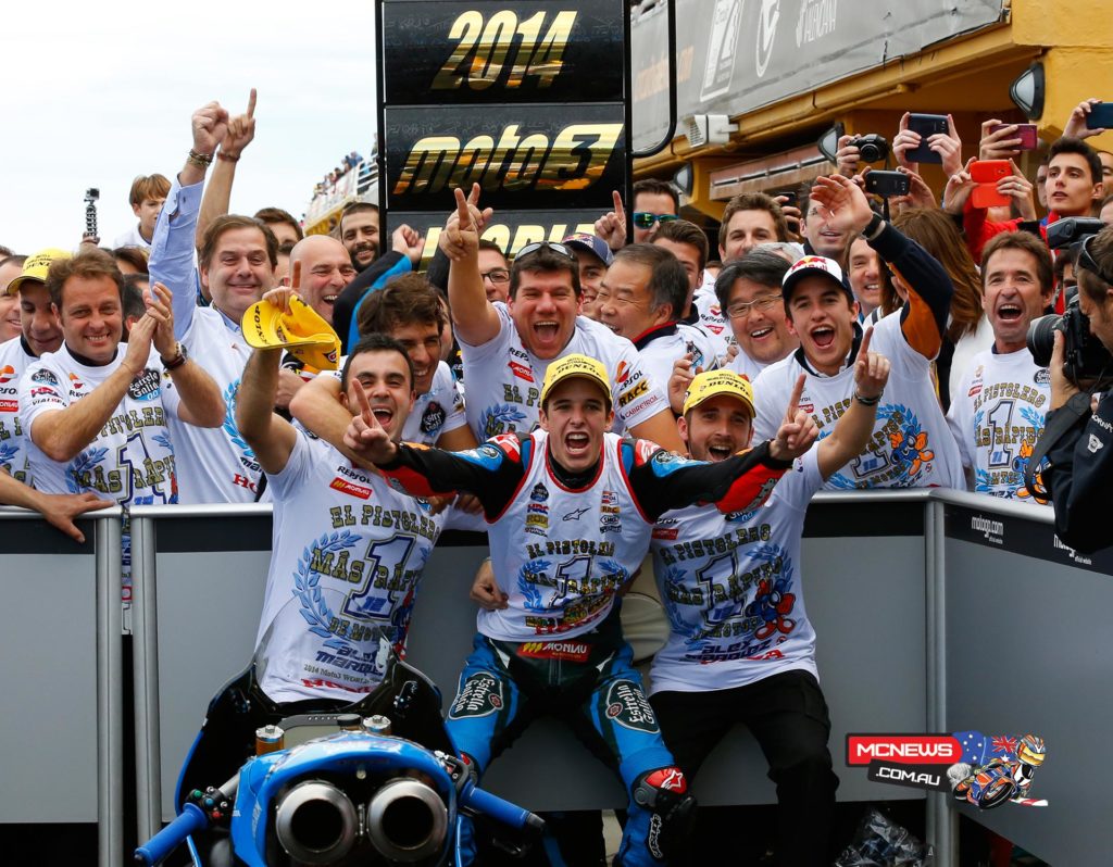 Alex Marquez celebrates 2014 Moto3 World Title