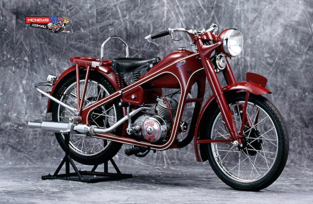Honda began mass production of motorcycles in Japan in 1949 when it built the Honda 98cc Dream Type-D