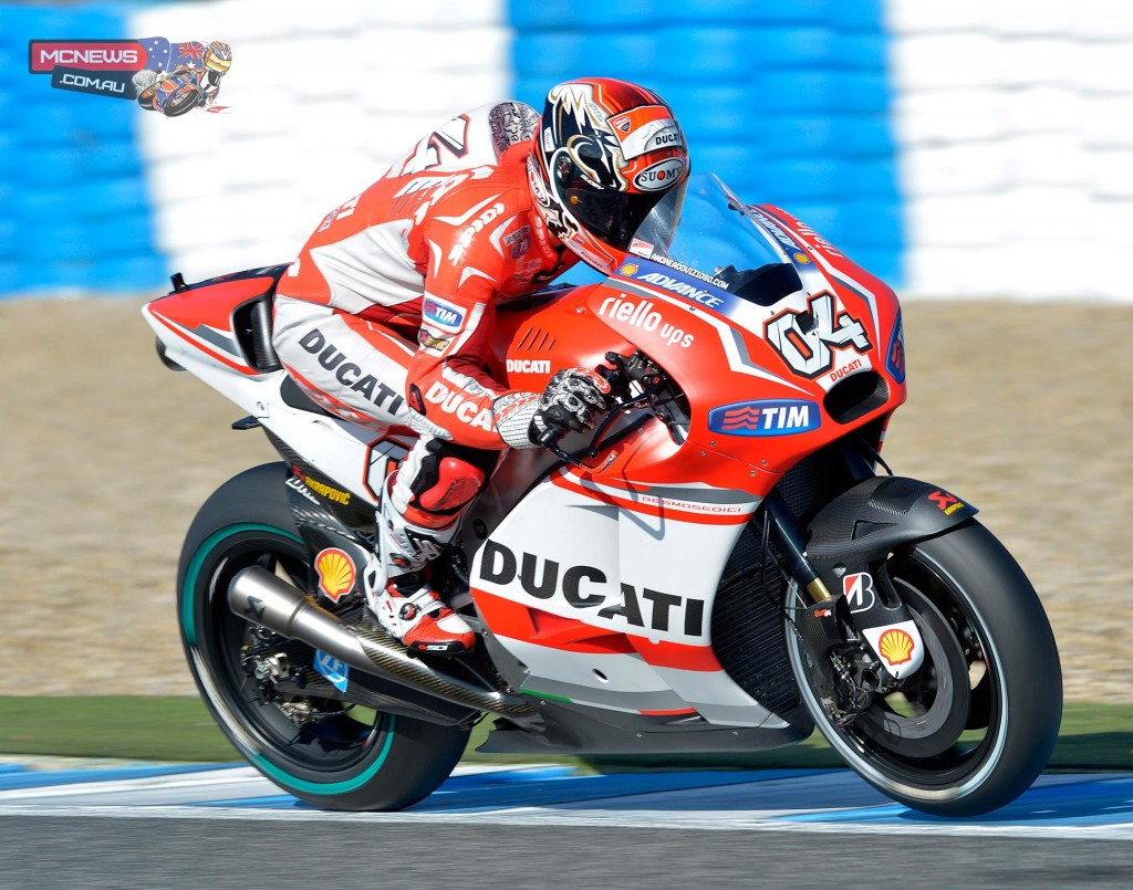 Andrea Dovizioso (Ducati Team #04) – 1’38.9 “We had to do set-up testing to get some exact information for next year’s bike. We did a good job yesterday, lapping all day and everything went well. I set a really good lap time, our record at Jerez. Even though I don’t put a lot of importance on these times because many of our rivals were not here, it still gives you a lot of pleasure. Above all we were quick all day on used, hard and soft tyres, so this is even more confirmation that the bike has improved since mid-season and that we went better than what we did at Jerez in the race. Today I didn’t do any more laps because of the weather conditions, but there wasn’t much else to test.”