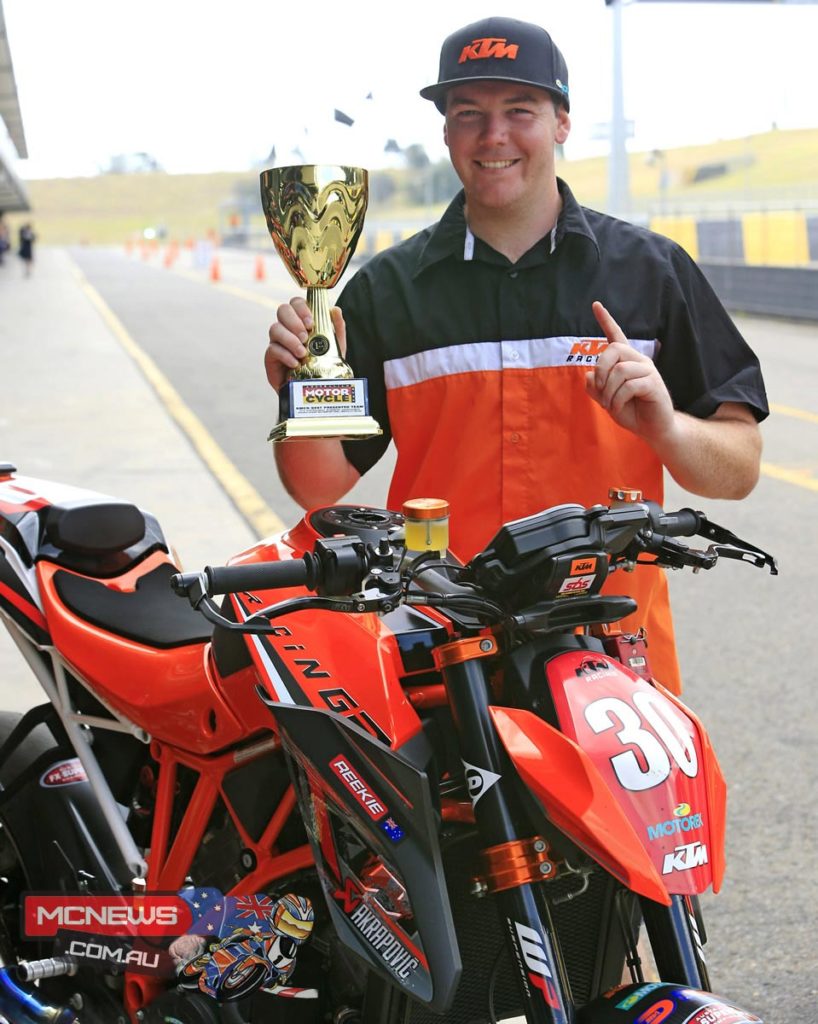 Angus Reekie and his beloved 1290 Super Duke R not only won the Aussie Naked Bike title in a cliffhanger, but also took out the AMCN Best Presented Award for 2014.