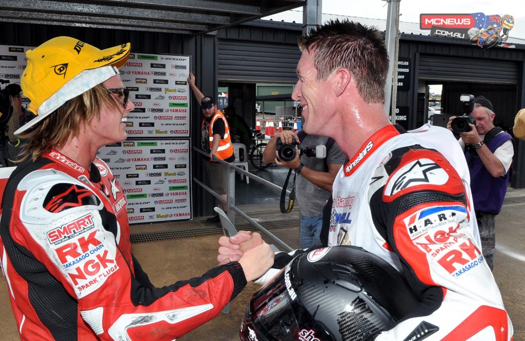 Wayne Maxwell 2014 Swann Australasian Superbike Champion with Josh Hook