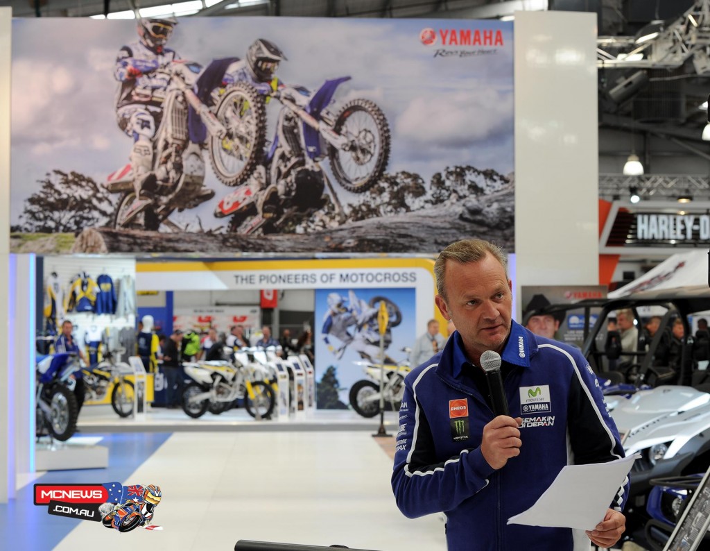 Yamaha's Sean Goldhawk presented new Yamaha product at Moto Expo