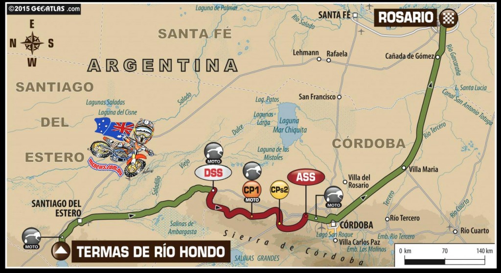 Dakar 2015 - Stage 12 – Friday, 16th January - Termas de Río Hondo (ARG) – Rosario (ARG) - Liaison: 726 km - Special stage:  298 km