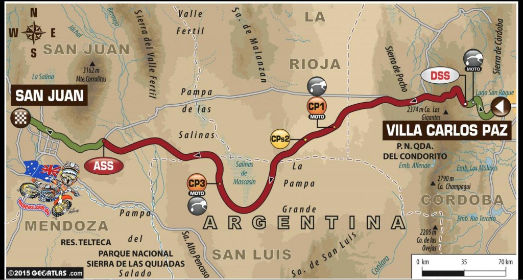 Dakar 2015 - Stage Two - Tomorrow - Monday, 5th January - Villa Carlos Paz (ARG) – San Juan (ARG) Liaison:107 km - Special stage:518 km