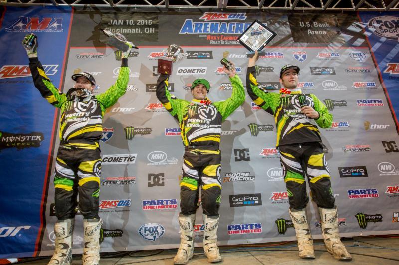 An all Green podium in Cincinatti AMSOIL Arenacross 2015 season opener
