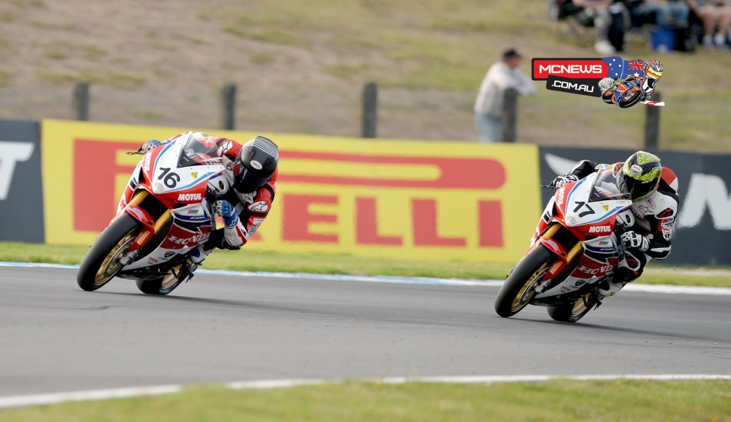 Josh Hook took the opening race win in ASBK season 2015 from Troy Herfoss by 0..099 of a second at Phillip Island