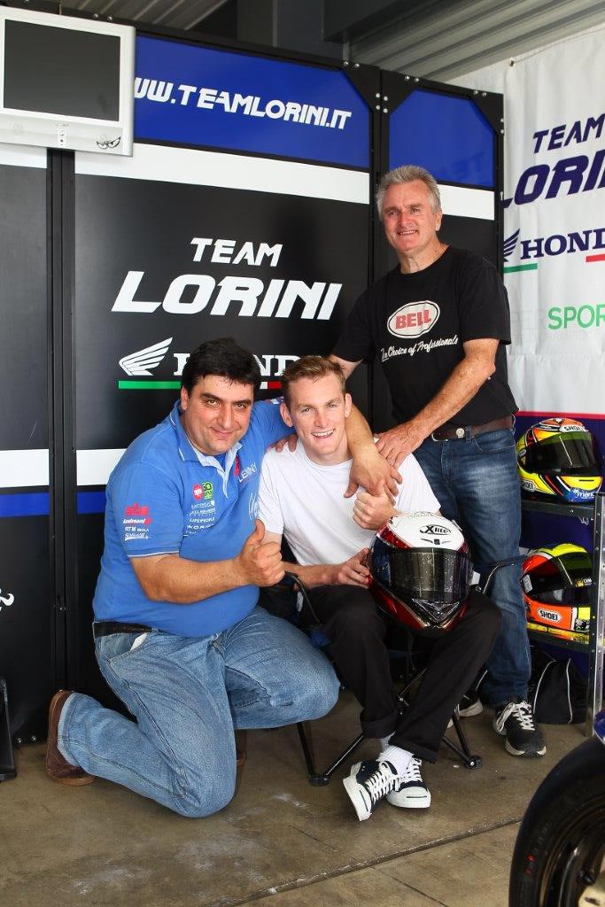 Alex Phillis with team owner Livio Lorini and famous WSBK dad Robbie Phillis