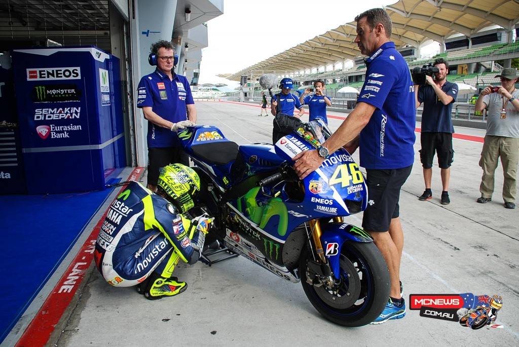 Rossi also undertook a longer run but did not manage the consistently quick times of Lorenzo or the Repsol Honda duo. The Italian carried out an electronics experiment for the run and also used new swingarm, adjusting his engine mapping during the simulation which affected his times.