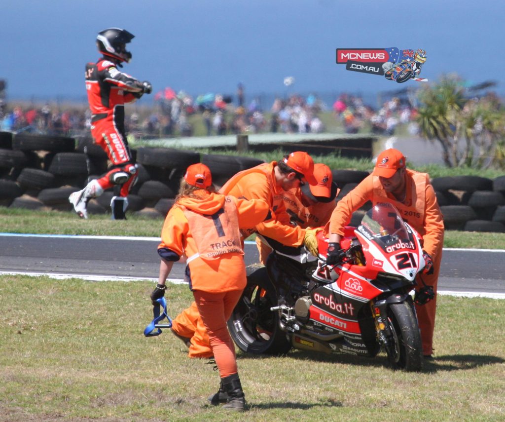 Bayliss was 12th quickest in the session but in the dying minutes suffered a huge high-side crash at turn nine