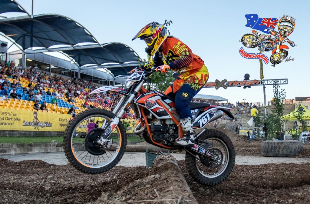 Flair Action Sports KTM rider Kristie McKinnon and her KTM Freeride 250R is second in the Aussie enduro-cross