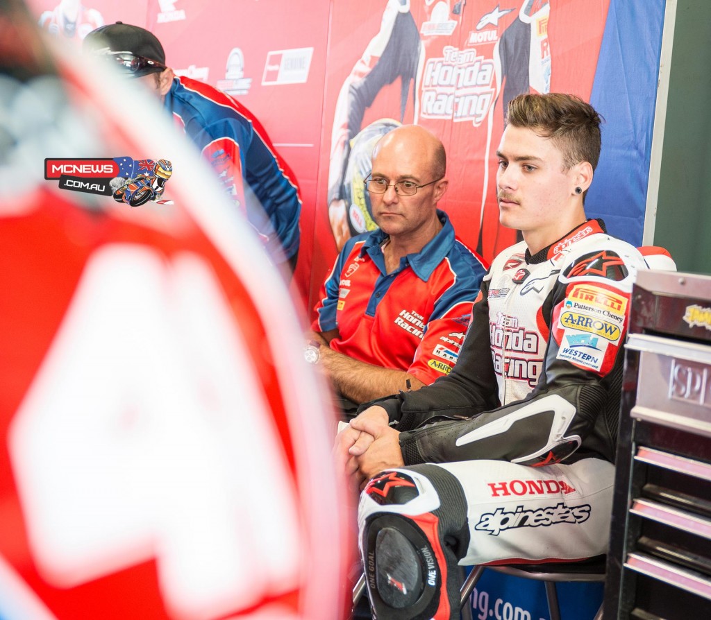 Aiden Wagner and Team Honda boss Paul Free