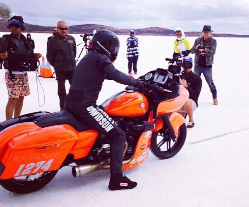 2015 Harley-Davidson FLTRXS Road Glide Special, named Pepper to challenge the Modified Partial Streamlined – Push Rod Fuel (MPS-PF) class at Lake Gairdner Speed Week