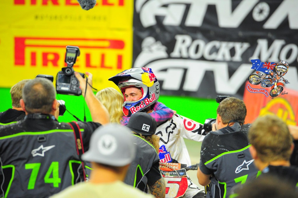 Ryan Dungey celebrates his second 450SX Class championship