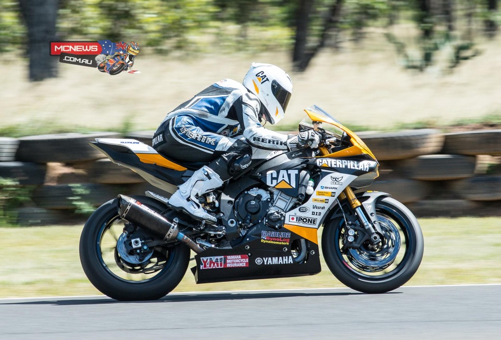 Daniel Falzon getting up to speed on the new Yamaha YZF-R1 at ASBK 2015 Round Two Morgan Park