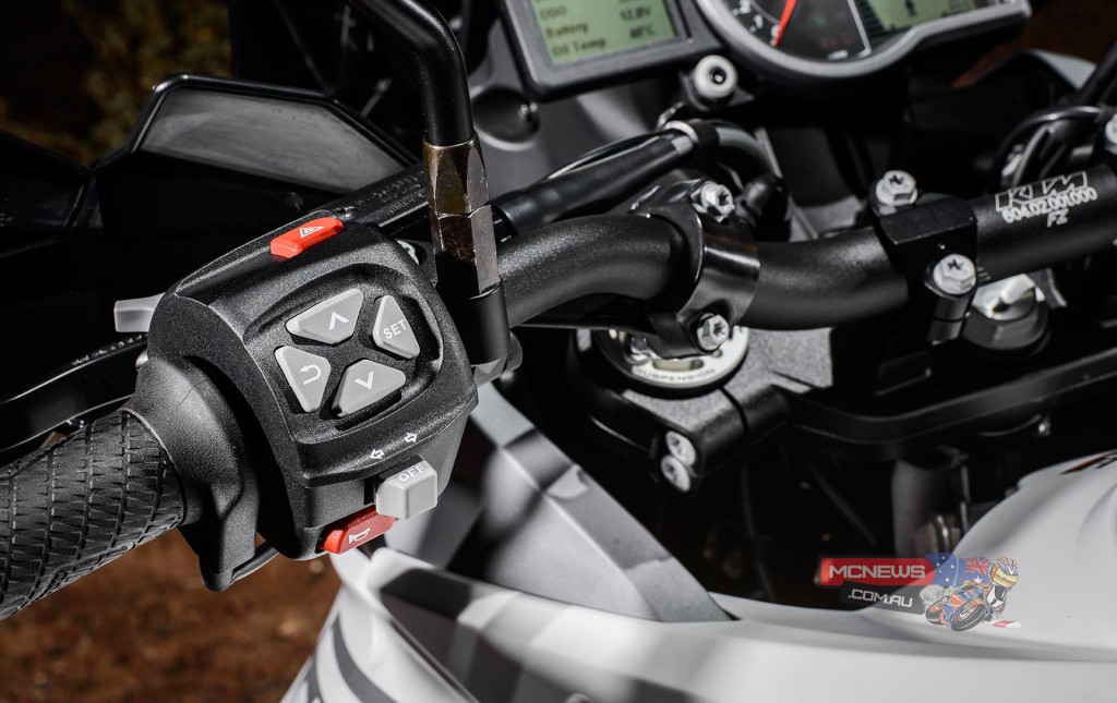 KTM 1290 Super Adventure handlebar mode controls