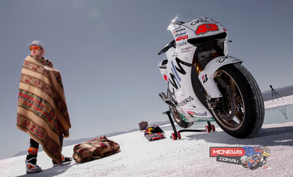 Jack Miller decided to take his CWM LCR Honda RC213V-RS out on to the Salinas Grandes salt desert in Jujuy