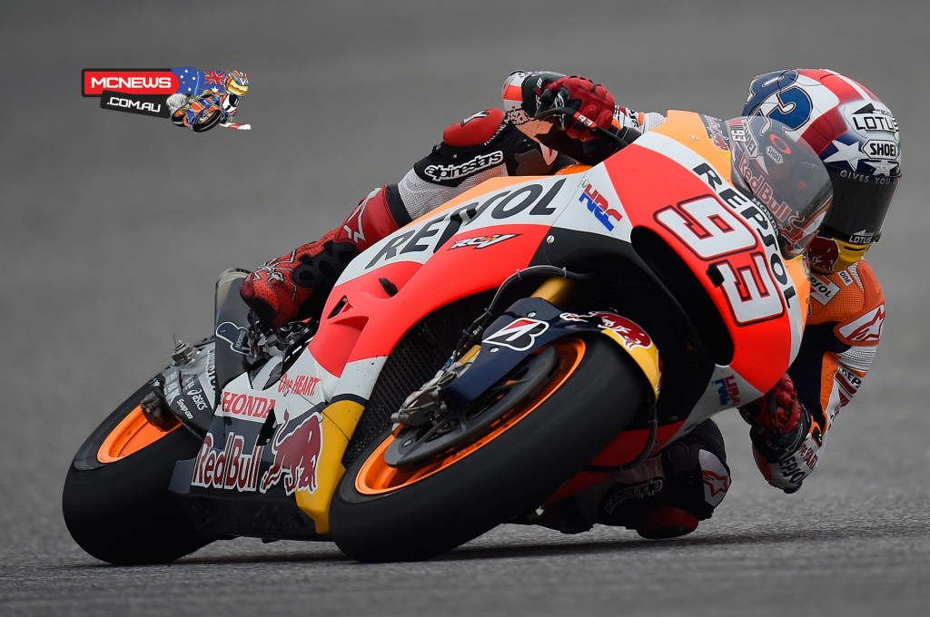 Marc Marquez - 1ST 2'02.135 - “I'm happy, because after having a problem we were able to come back and set the fastest time. It was rather different to what we are used to, because when I crossed the line for the first time with the second tyre I saw a warning light on the bike. When that happens, we are normally advised to shut off the engine. I was able to get out again on the second bike and cross the line right at the cut-off point to put in a final lap, which worked out well for us. It's important, because tomorrow we are expecting an eventful race with the unstable weather conditions. If the race is dry, then I'm ready. If it's wet, then we will have to see how things go in the moment!”