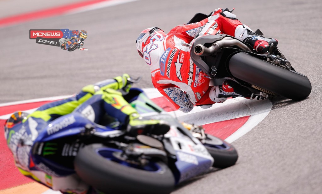 A brilliant battle for second between the Italians Valentino Rossi, Dovizioso, and his Ducati teammate Andrea Iannone.