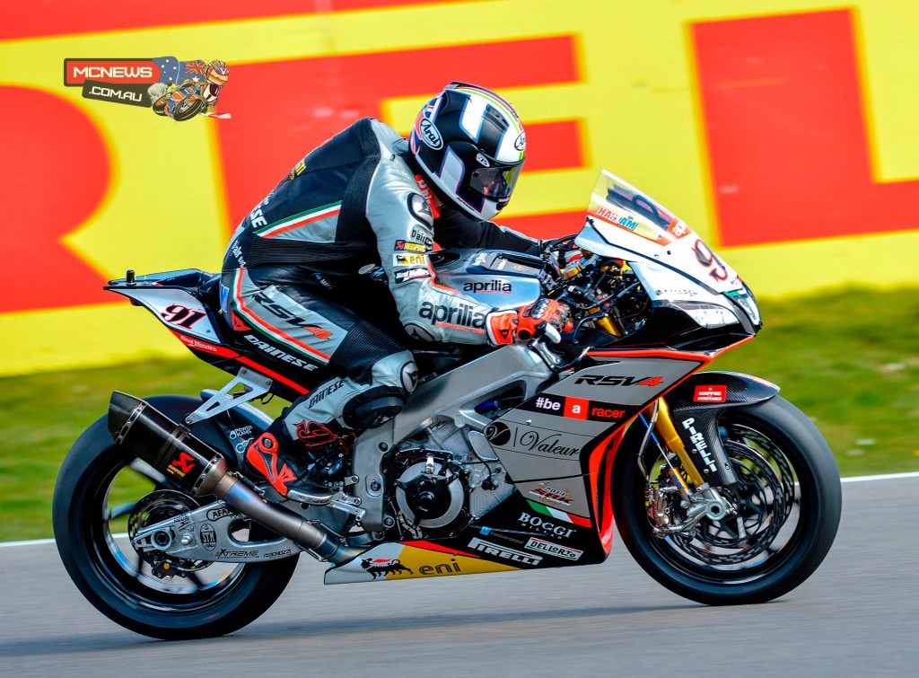 Leon Haslam rode his factory Aprilia RSV4 RF to the fourth quickest time on the opening day of practice at Assen WorldSBK 2015
