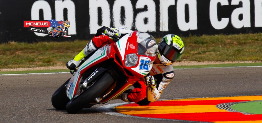 Courtesy of a blistering last lap just before the chequered flag, Jules Cluzel (MV Agusta Reparto Corse) will start tomorrow’s 16-lap World Supersport race at Aragon from Pole Position.