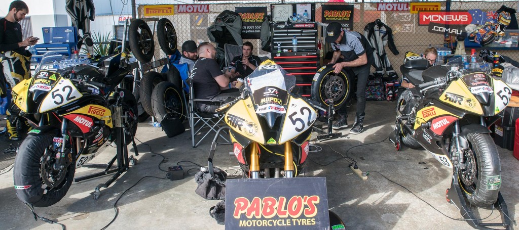 RTR Racing by Moto Obsession pit garage - Riders Ryan Taylor and Mason Coote