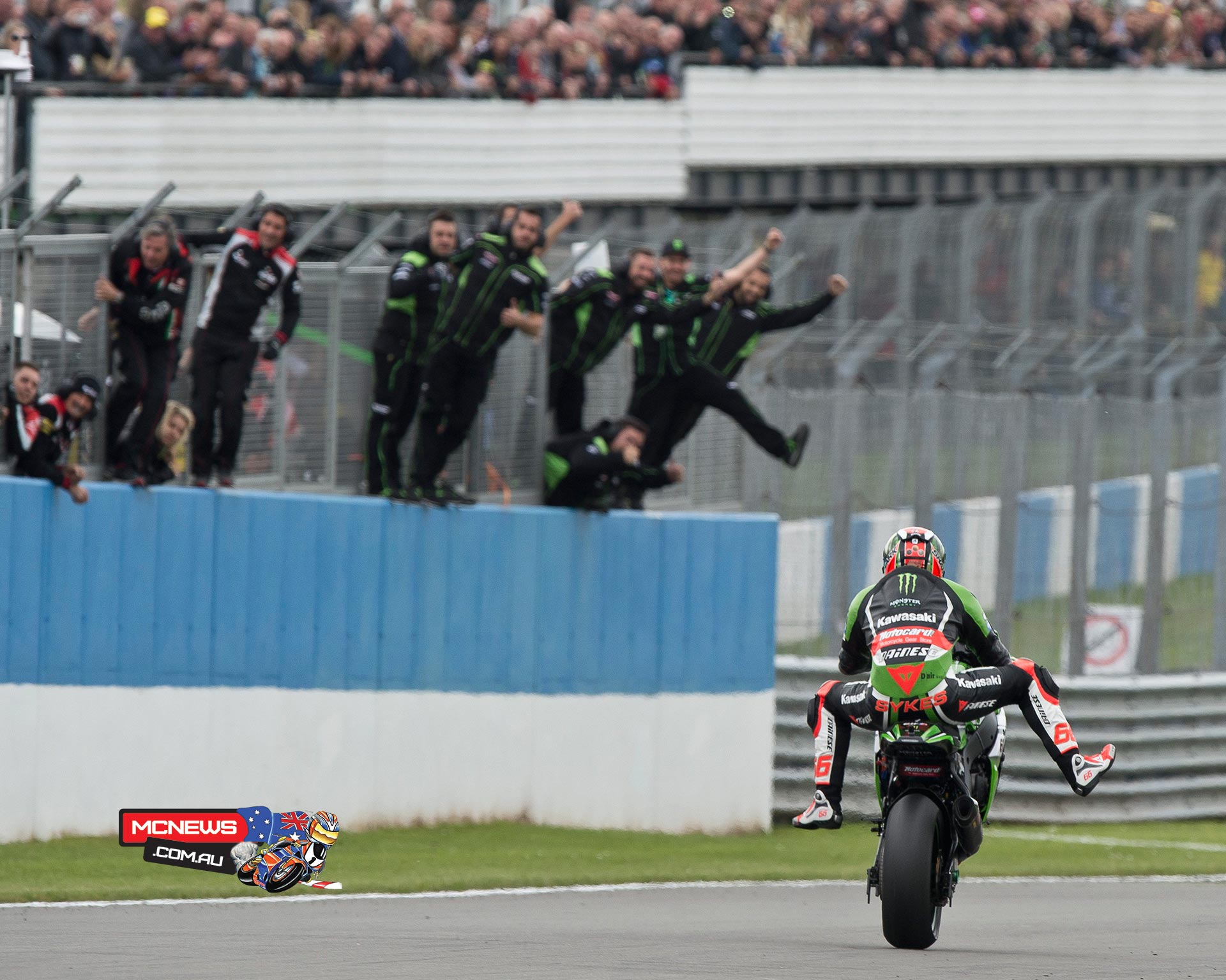 Kawasaki’s Tom Sykes invigorates his 2015 season by taking the Donington double and equalling the great Carl Fogarty’s record of six wins at the English circuit