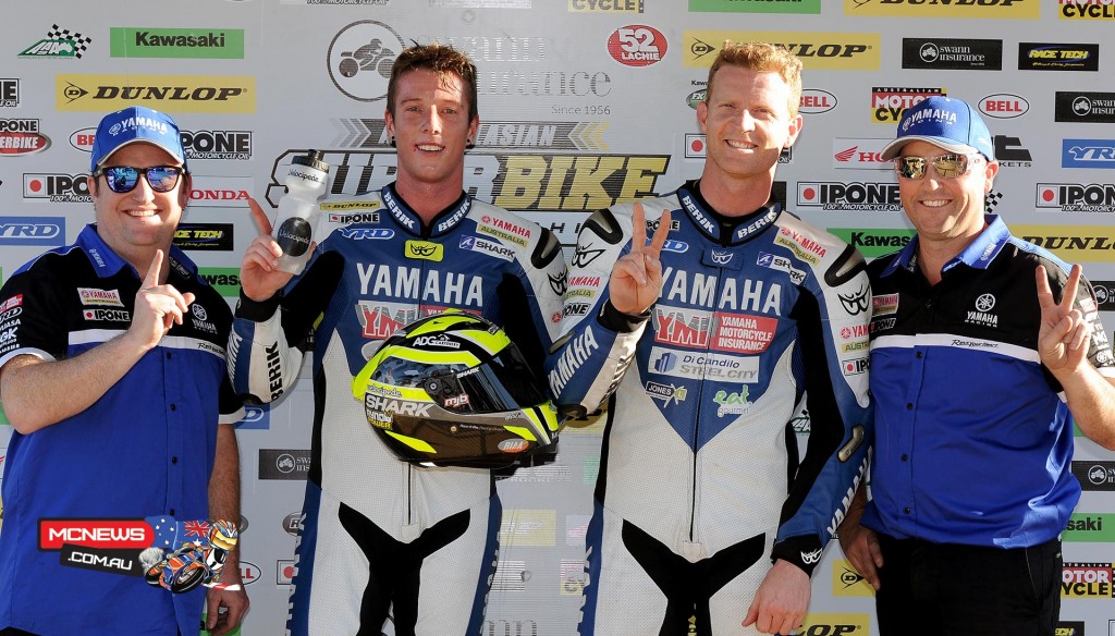 FX-ASC 2015 Round Three SMP - Saturday AFX-SBK Race Two - Parc Ferme - Cru Halliday and Glenn Allerton went the 1-2 overall for YRT today at Eastern Creek - Image by Russ Colvin / YRT