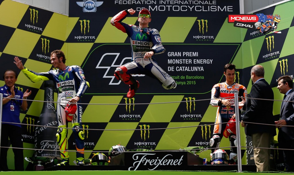 Movistar Yamaha’s Lorenzo led from start to finish for the fourth race in succession to close the gap on his teammate Rossi in the standings to just one point.