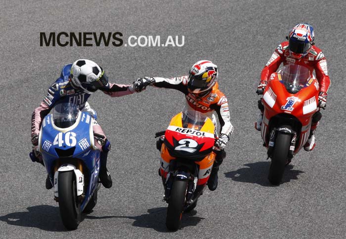 MotoGP 2008 - Catalunya - Valentino Rossi, Dani Pedrosa and Casey Stoner