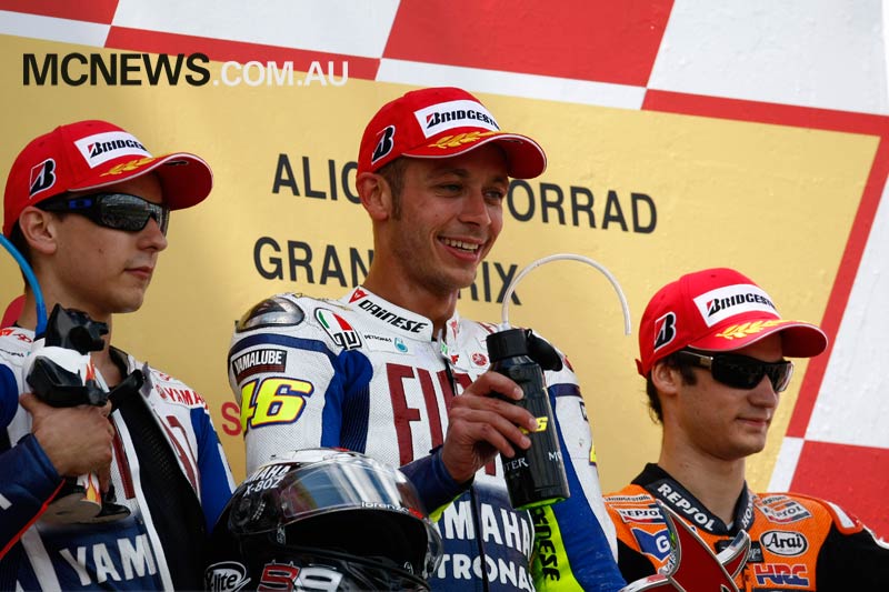 The podium at Sachsenring MotoGP in 2009