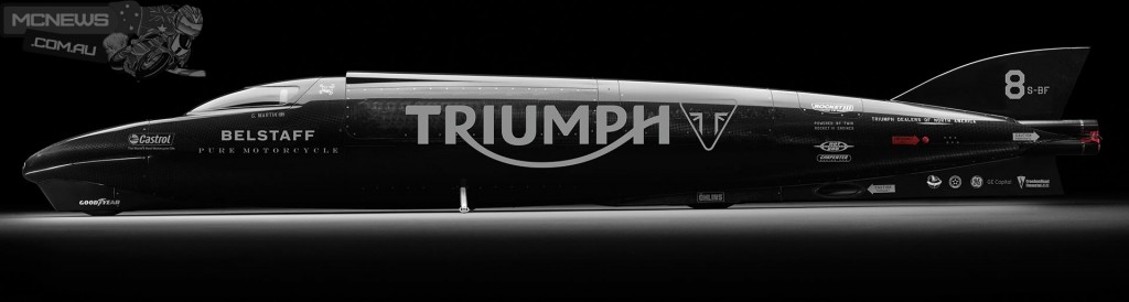 Guy Martin to pilot world speed record attempt on Triumph Rocket III Streamliner powered by two 2.3-litre Triumph Rocket III engines, producing 1,000 hp