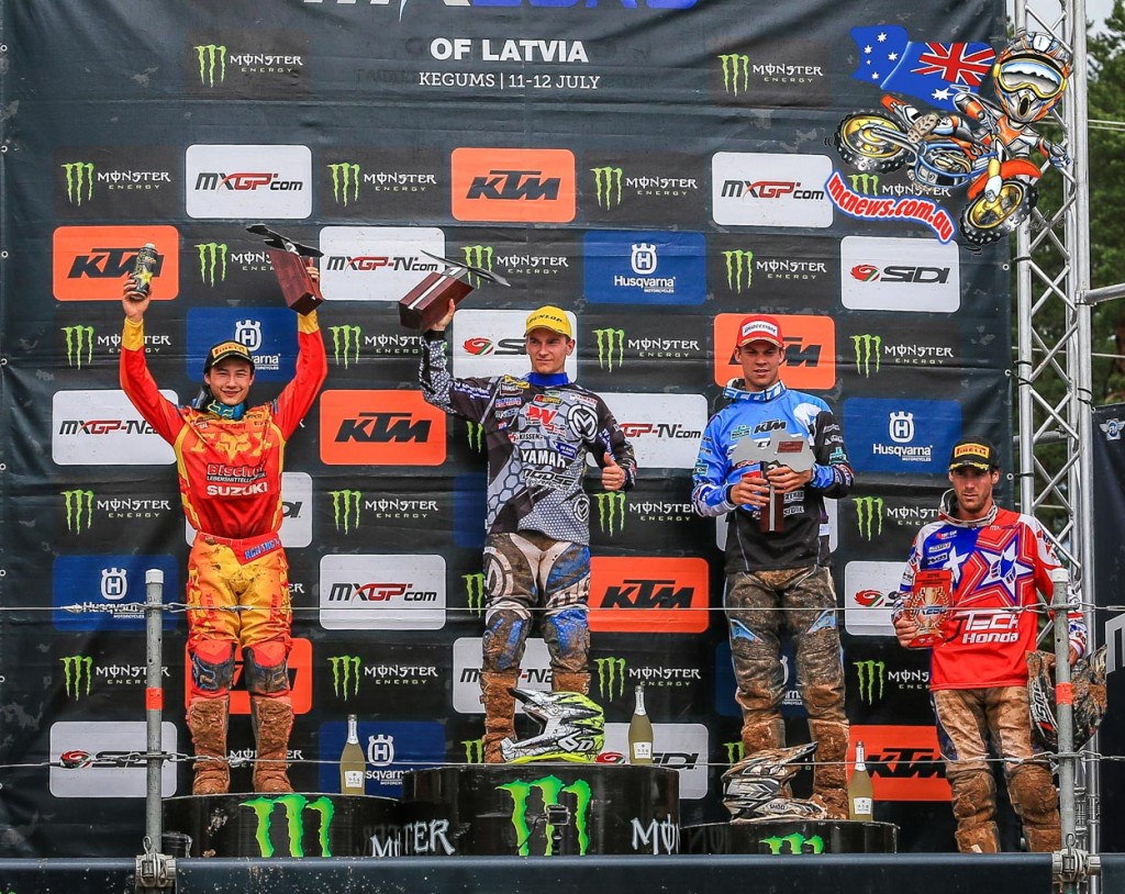 MXGP - 2015 - Rnd 12 - Kegums, Latvia - EMX250 - Yamaha's Damon Graulus stood on the top step of the podium for the first time in his career while Rockstar Energy Suzuki Europe’s Brian Hsu and Bodo Schmidt Motorsport’s Thomas Kjer Olsen rounded out the top three.