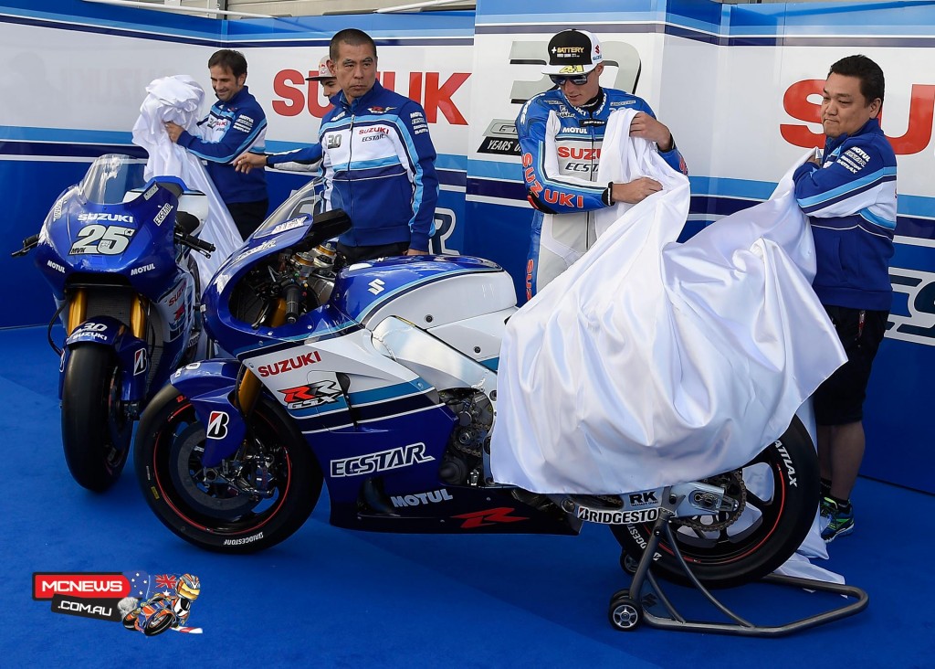 Team Suzuki MotoGP celebrate the 30th Anniversary of the Suzuki GSX-R machine at Sachsenring MotoGP 2015