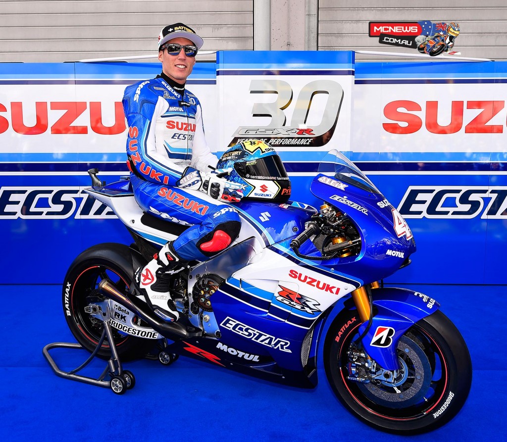 Team Suzuki MotoGP celebrate the 30th Anniversary of the Suzuki GSX-R machine at Sachsenring MotoGP 2015 - Aleix Espargaro